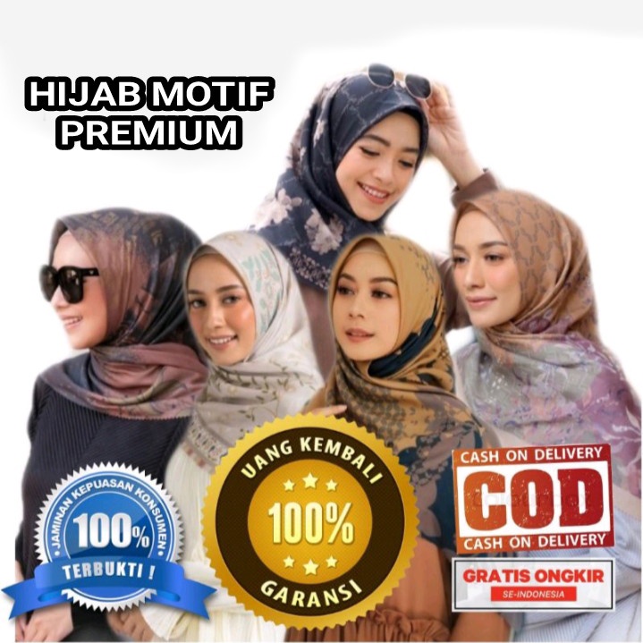HIJAB SEGI EMPAT / JILBAB MOTIF / KERUDUNG MOTIF / PRINTING LASER CUT PREMIUM-1