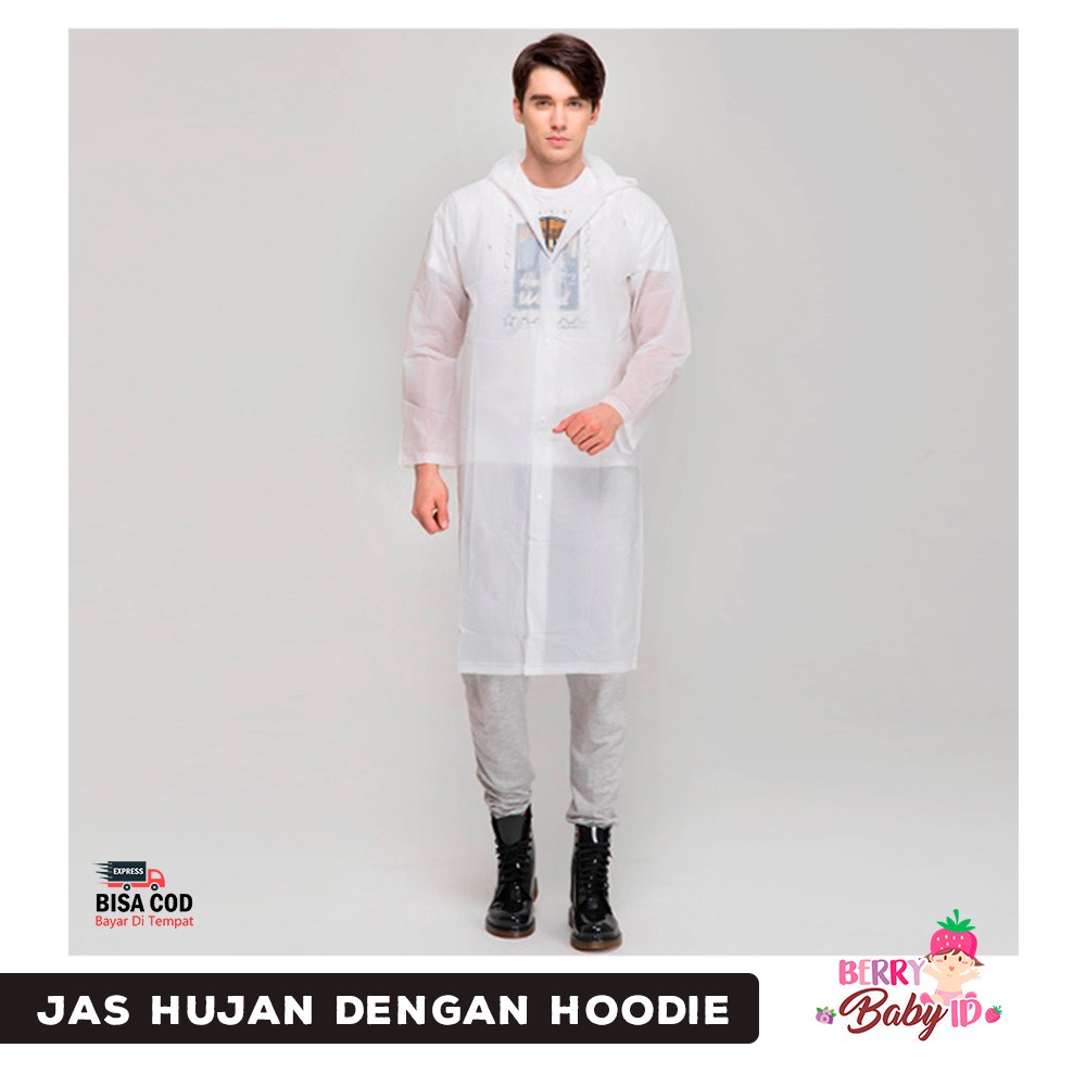 Berry Mart Jas Hujan Remaja Dewasa Raincoat dengan Hoodie Ponco Poncho JKN049 Berry Mart