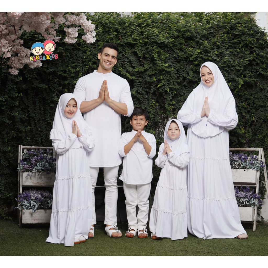 RG 52 Family Sarimbit Baju Muslim Seragam Lebaran Couple Keluarga Raggakids Putih