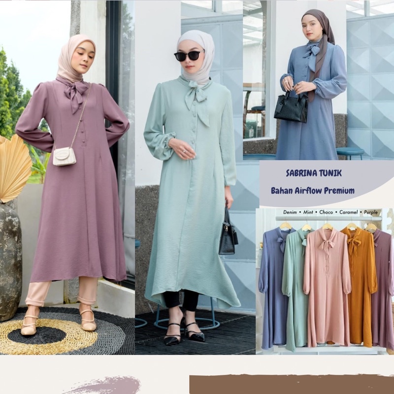 Shabrina Long Tunik/Tunik Panjang Ld 100/Tunik Airflow Import/Tunik Kondangan/Tunik Pesta