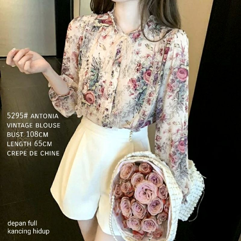 { VIRAL } 5295# Antonia vintage blouse 3M$ three M fashion pakaian wanita