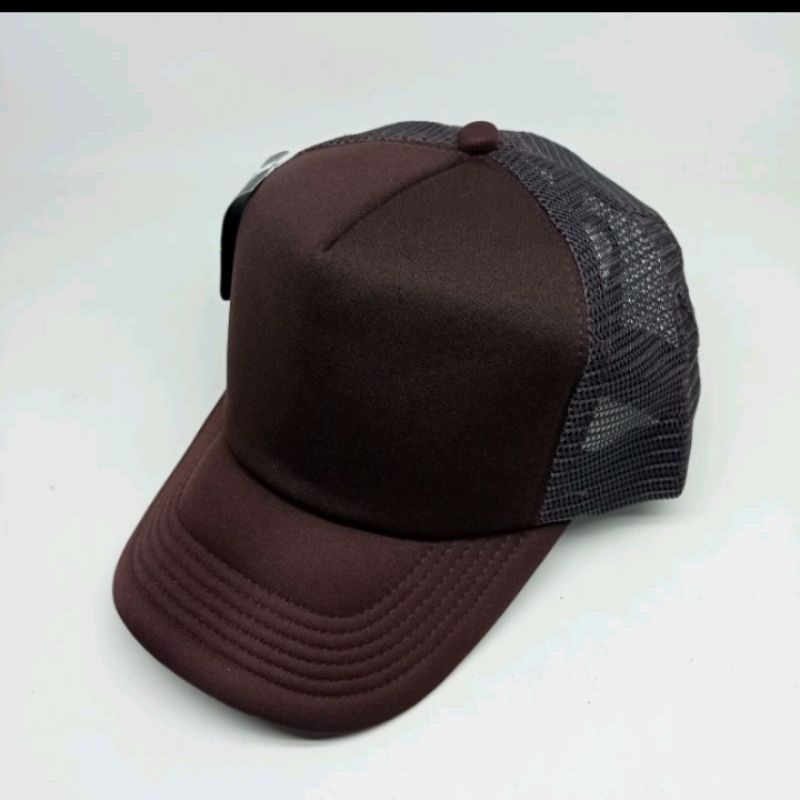 Topi Jaring Trucker Coklat Polos Dewasa Premium