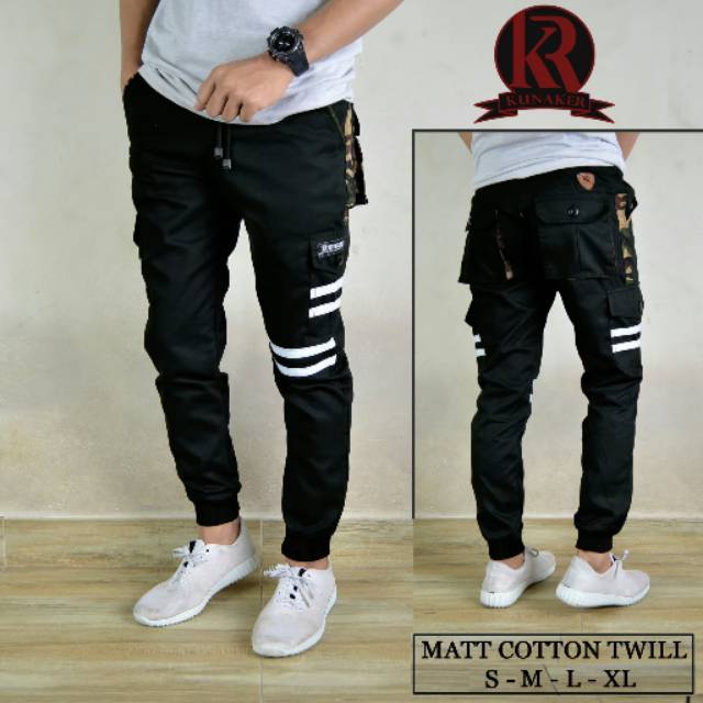 CELANA JOGGER CARGO STRIP ABU MUDA JOGER CARGO PARKOUR SWEATPANTS BIKERS BLACKHAWK GUNUNG SIRWAL