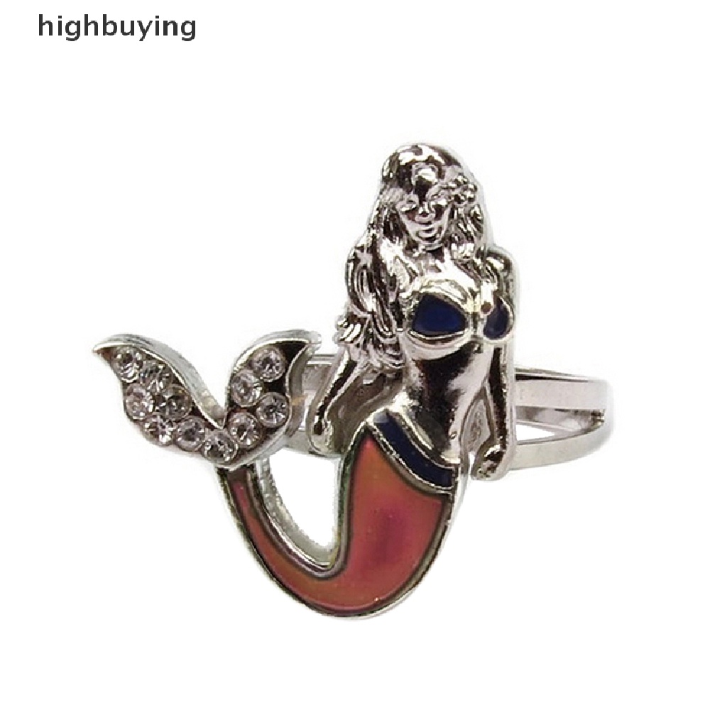 Hbid Cincin Mood Ring Adjustable Desain Ekor Mermaid Berubah Warna Sesuai Emosi Untuk Wanita