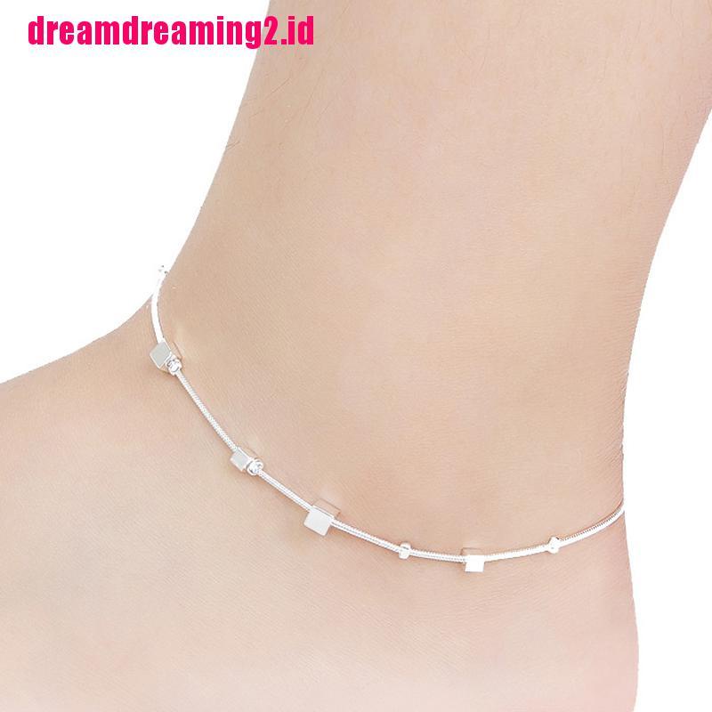 （✔✔❤Gelang Kaki Rantai Lapis Silver 925 Untuk Wanita