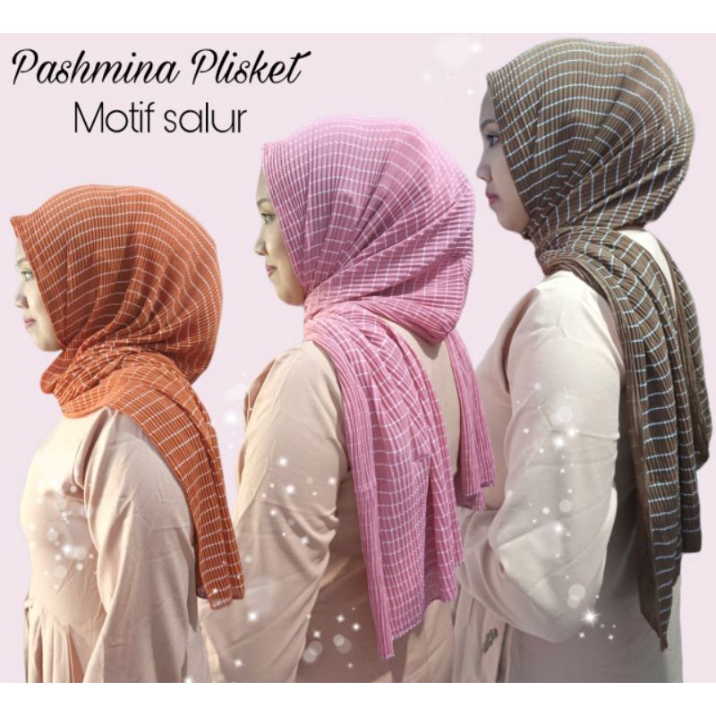 [PASMINA PLISKET SALUR]••pasmina plisket dewasa••motif salur ceruty