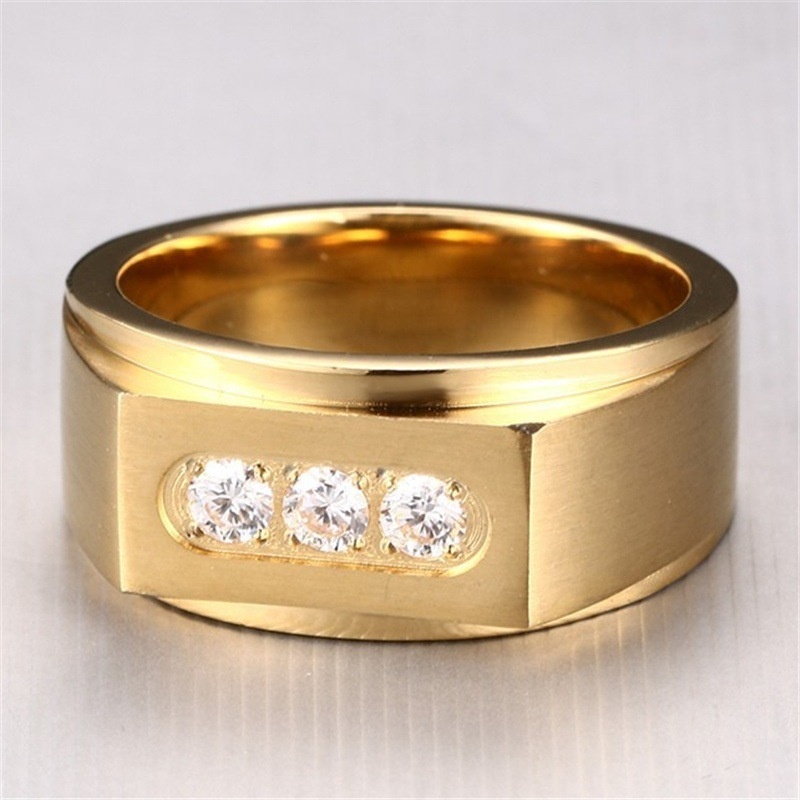 Cincin Pertunangan Berlian Baja Titanium 316L Sederhana Untuk Pria dan Wanita