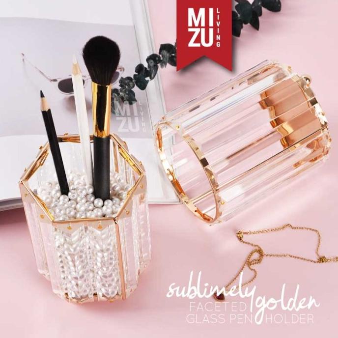 

Sublimely Golden Faceted Glass Pen Holder Tempat Pensil Pen Kaca Emas Promo