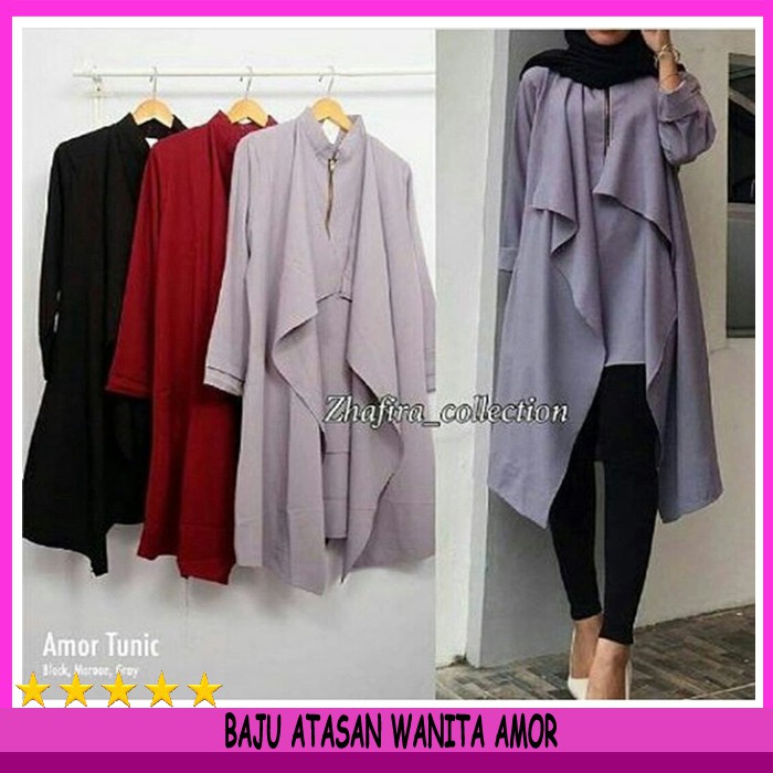 Atasan Blouse Muslim Wanita Amor Bahan Wolfis All size fit Atasan Blouse Muslim Wanita Amor Bahan Wolfis All size fit