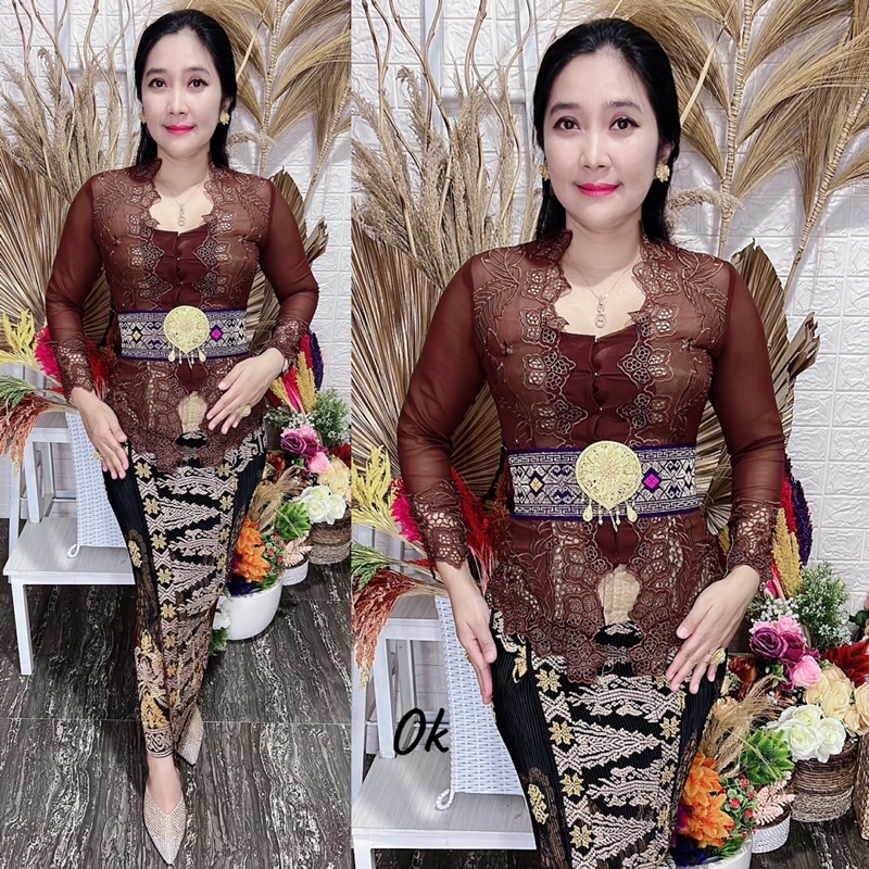 kebaya jadi bordir bunga pucuk kerawang