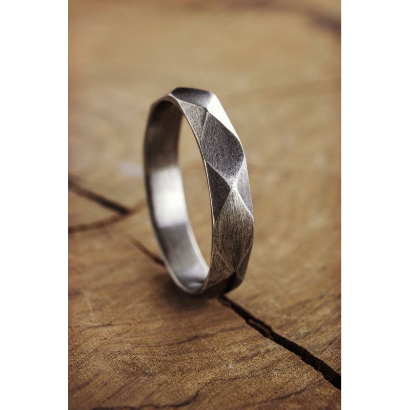 Cincin Pria Motif Hitam Oxide Perak 925 Sterling Silver Rm.04