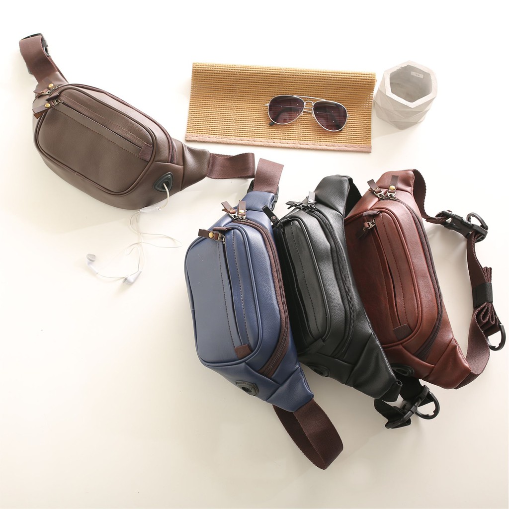 Tas Selempang Terbaru Pria dan Wanita 2020 Kekinian Waistbag Udhawa Dengan Bahan Pu Leather Premium