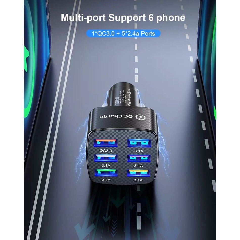 [RO ACC] NVN-SV8 NANVAN CAR CHARGER MOBIL FAST CHARGING 6 USB QUALCOMM 3.0