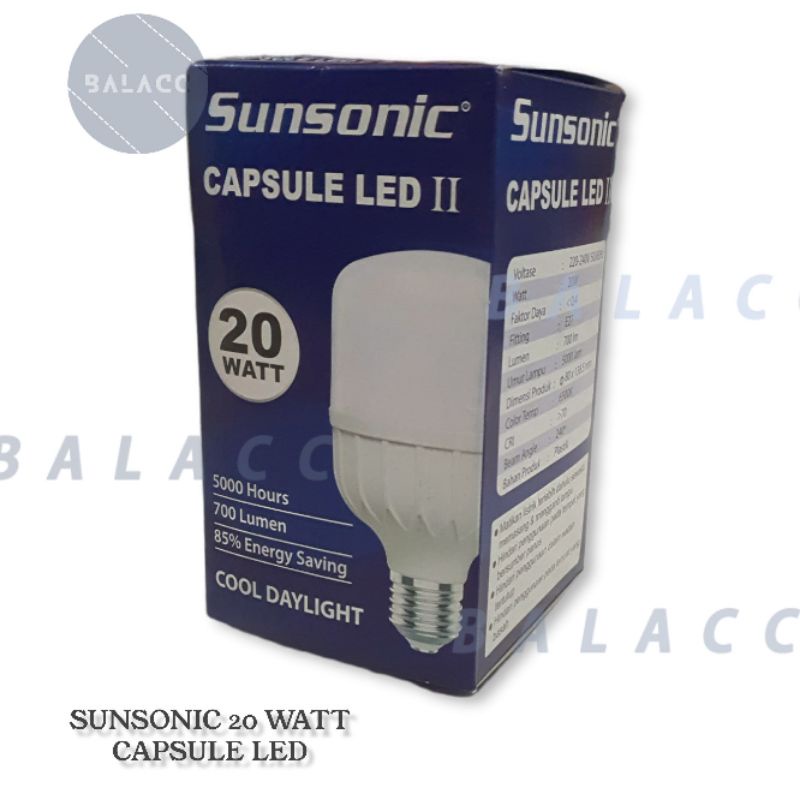 Lampu Led 20 Watt Sunsonic 20w Kapsul Tabung 20W Putih Murah SNI