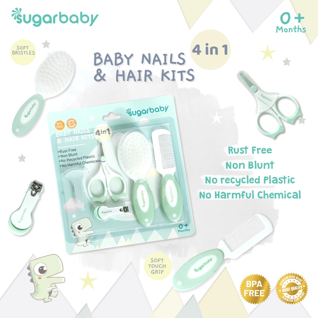 Sugar Baby 4 in 1 Baby Nails and Hair Kits / sisir bayi/ manicure bayi/gunting kuku SUGAR NAIL