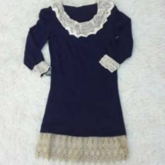 Baju lengan 3/4 pakaian wanita renda gold