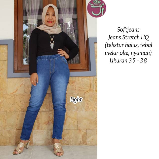 Grosir leaging soft jeans full karet Uk.35-38 (NORMAL) @72K min 2pcs