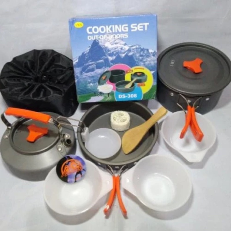 Cooking set DS 308 DS-308 camping stove portable nesting ds misting kompor camp wajan ds 200 201