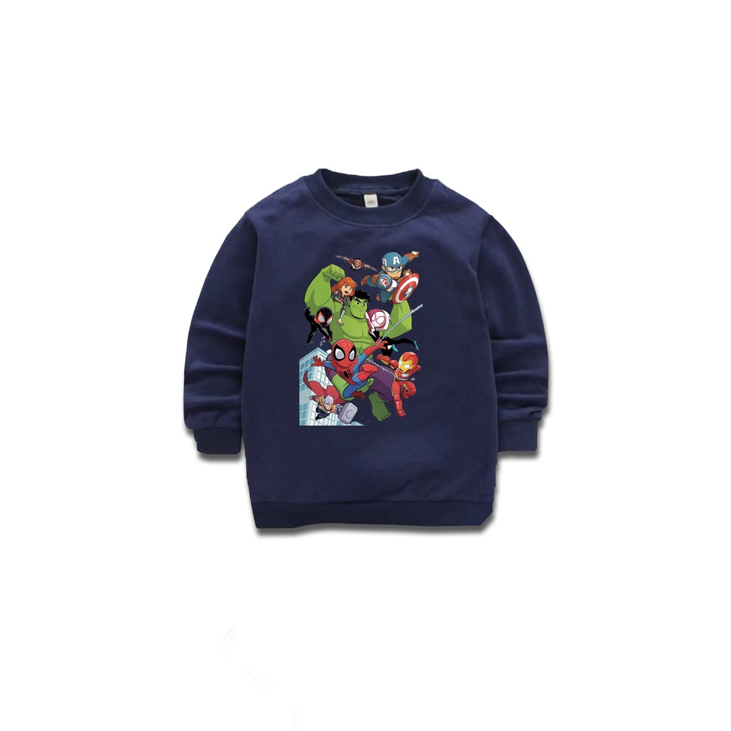 Jaket sweater anak laki - laki usia 2 3 4 5 6 7 8 19 10 tahun / switer crewneck basic anak laki laki perempuan karakter hero hulk