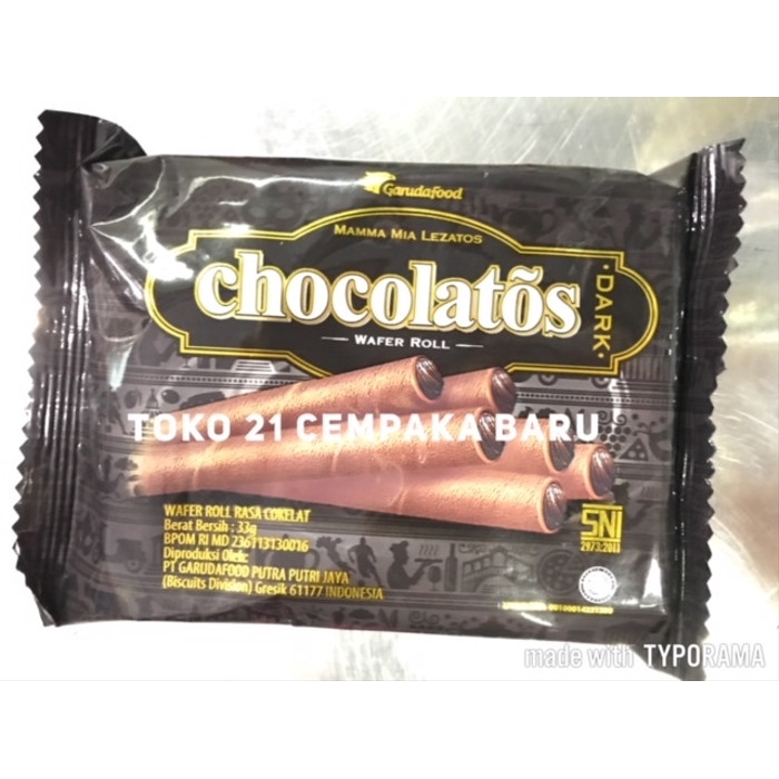 

Chocolatos Wafer Roll Dark 33g |Garuda Astor Coklat Cokelat 33 g Promo