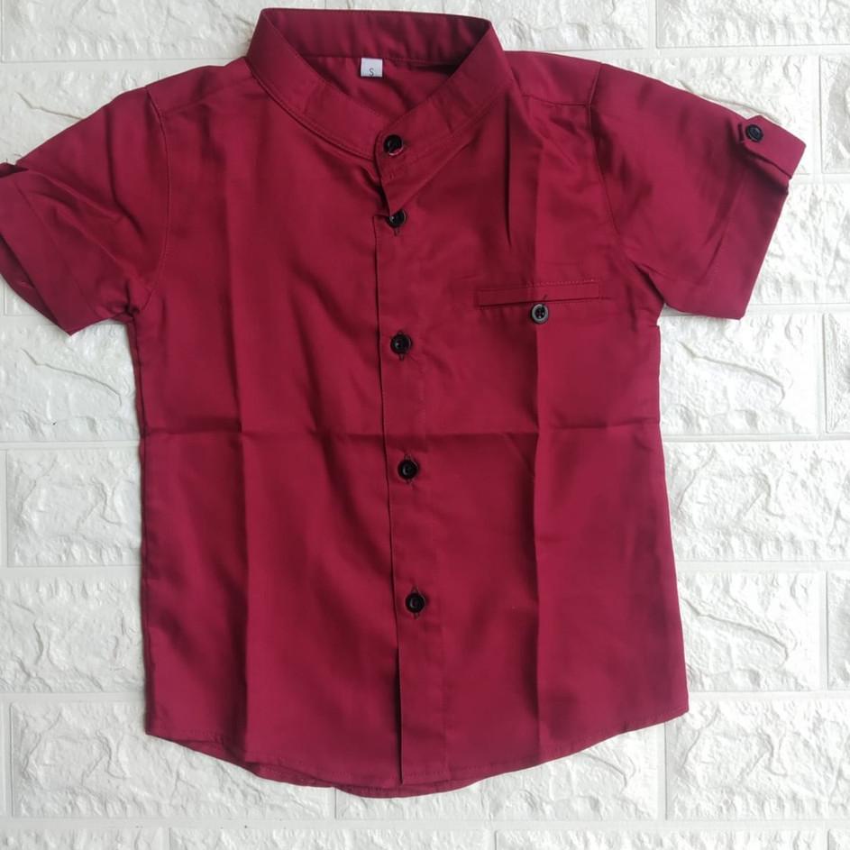 BFR Kemeja Anak Laki Laki Warna Hijau Lemon Ukuran 1 sampai 8 Tahun Bahan Katun Kemeja Koko Casual A