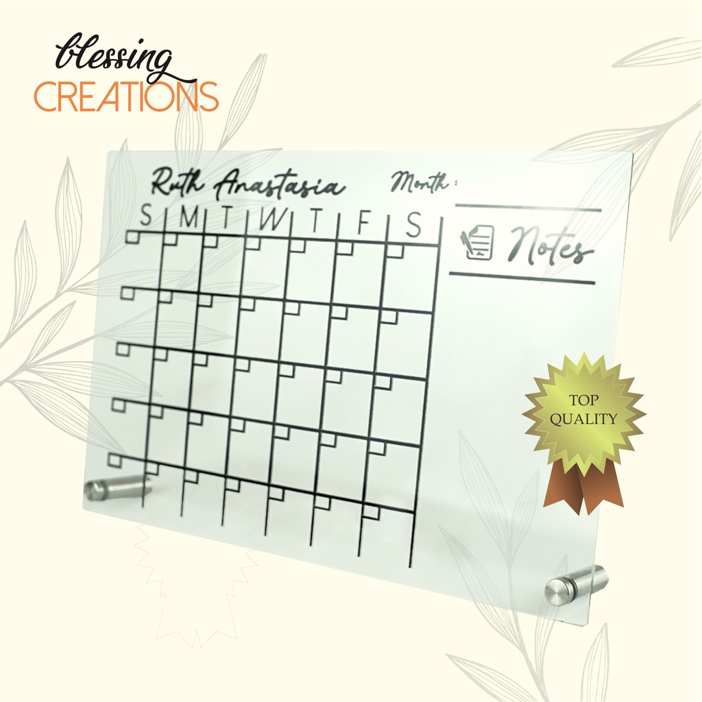 

Acrylic Monthly Planner | Kalender | Papan Pengumuman | Papan Tulis
