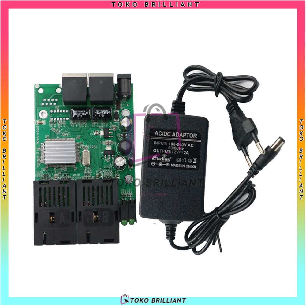 [BISA COD] Terbaru asli tangan pertama - MEDIA CONVERTER 2 FIBER 2 ETHERNET CM2F2E - 2F2E-PCB+Adaptor Atau PCS SAJA