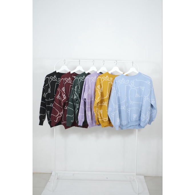 Yuji Sweater Blouse Oversized Jumbo Lebar Rajut Knit  (4261)