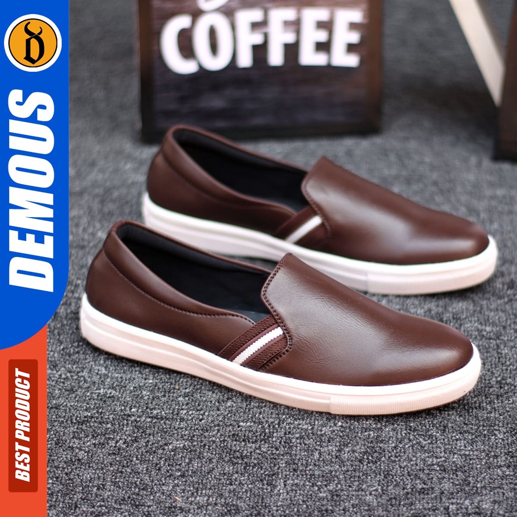 DEMOUS Nue - Sepatu Slip On Casual Slop Pria Kulit Pu