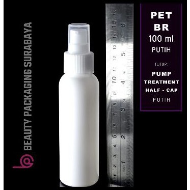 Botol Plastik PET 100ml BR Putih Tutup Pump Treatment HC Putih