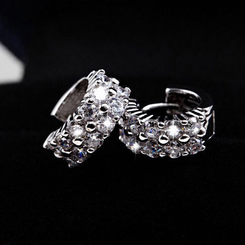 Anting Buckle Kristal Berlian Zirkon Baris Ganda Untuk Wanita