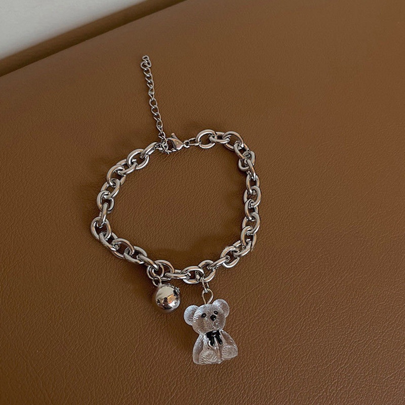 Gelang Liontin Beruang Hollow Bahan Alloy Transparan Untuk Wanita