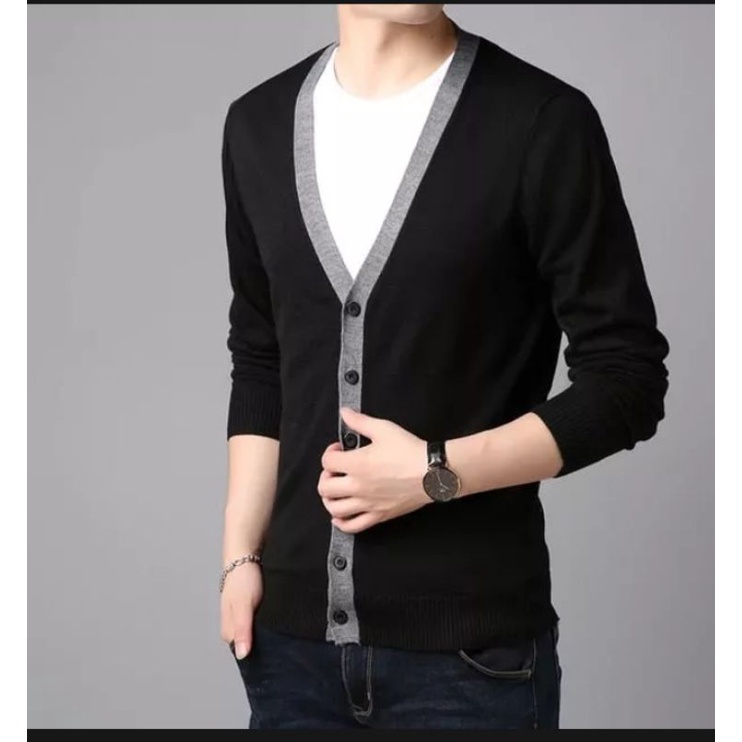 sweater V neck cartigan#hitamlisabu#cartiganrajut#sweterpria#rajutpria#rajutpria&amp;wanita#