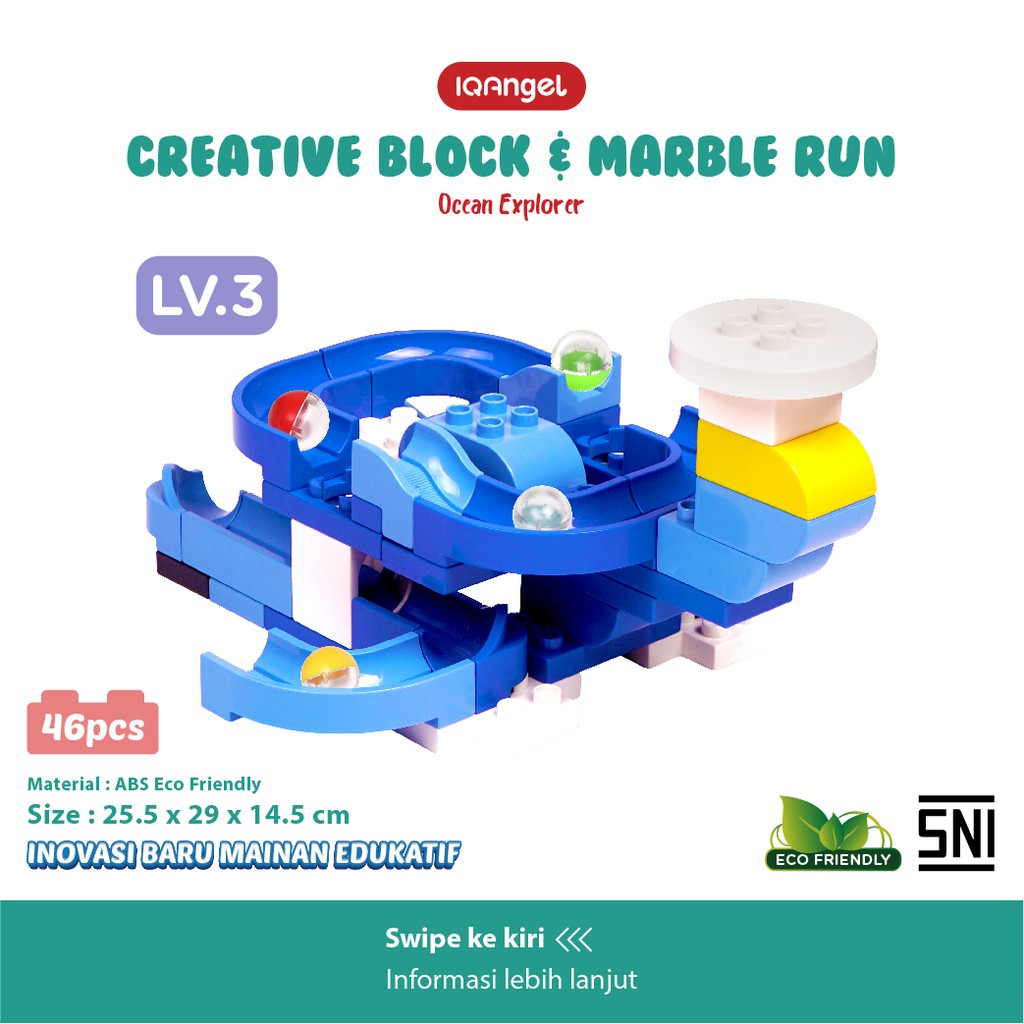 IQ Angel Creative Block &amp; Marble Run Toys Ocean Explorer / Mainan Balok Susun / Lego brick 172 Pcs