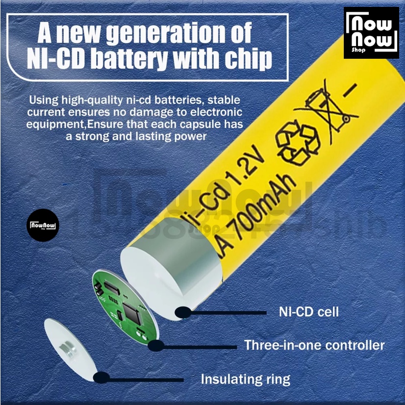 Baterai Rechargeable Isi Ulang AA / A2 1.2V 700Mah Ni-Cd Battery Batre Cas Universal Serbaguna Nickel-Cadmium Alat Elektronik Jam Alarm Mainan Anak XBox Mouse Lampu Remote TV AC Kamera Digital Telepon Wireless Radio DVD Portabel Alat Medis