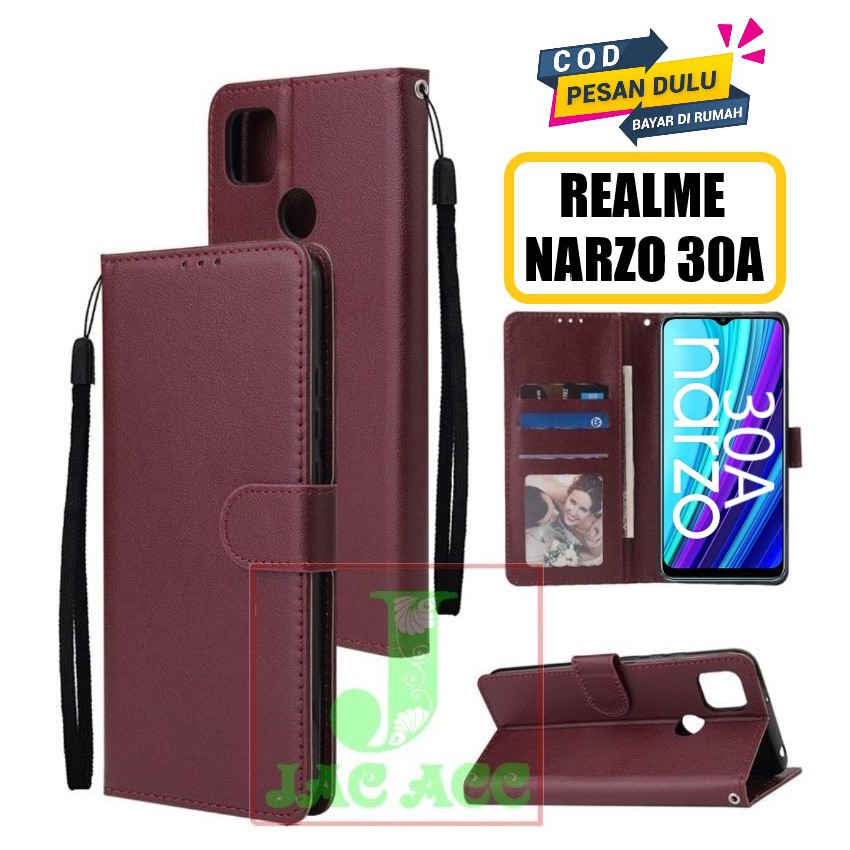 DOMPET HP UNTUK REALME NARZO 30A LEATHER FLIP CASE REALME NARZO 30A 2021