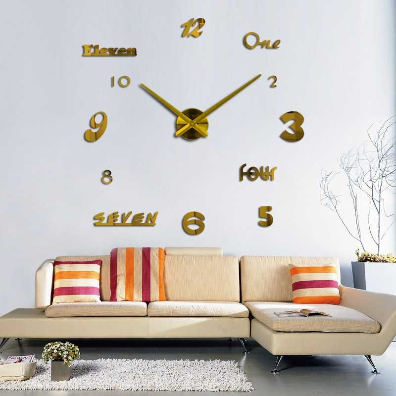 Jam Dinding DIY Giant Wall Clock Quartz Acrylic Huruf dan Angka DIY-02