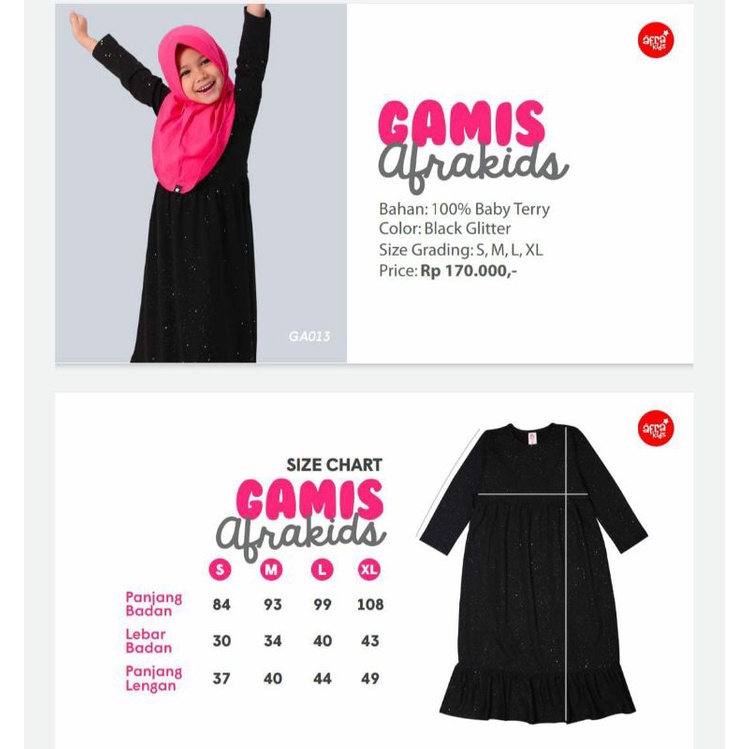 Gamis Afrakids Black Glitter GA013