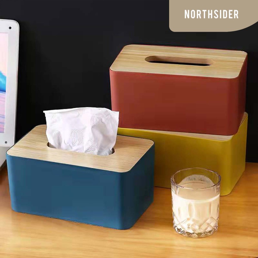 TEMPAT KOTAK TISSUE BOX TISU TUTUP BAMBU MODEL SCANDINAVIAN