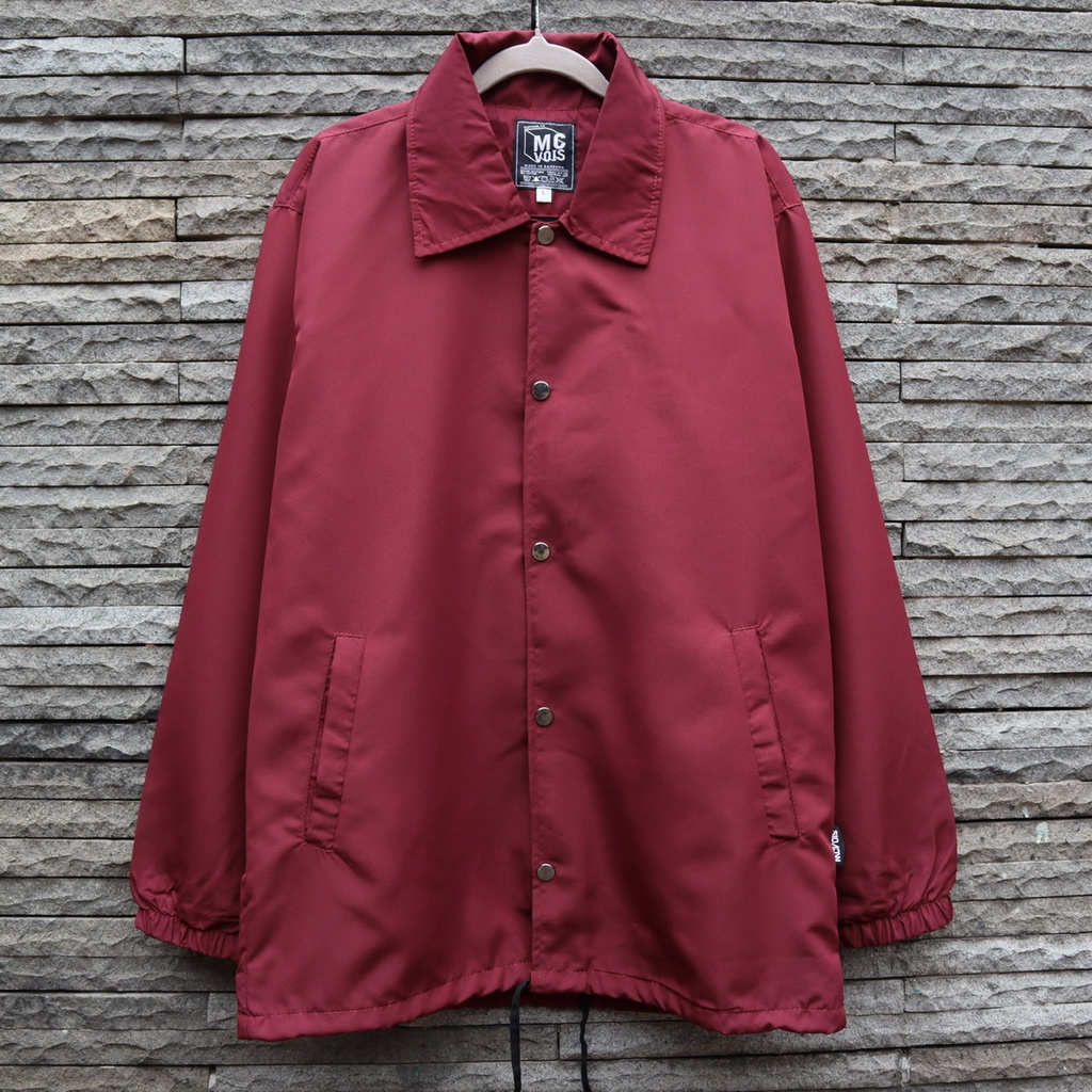 Mcvois Jaket Coach Pria Anti Air Premium Distro-Coach Maroon Polos