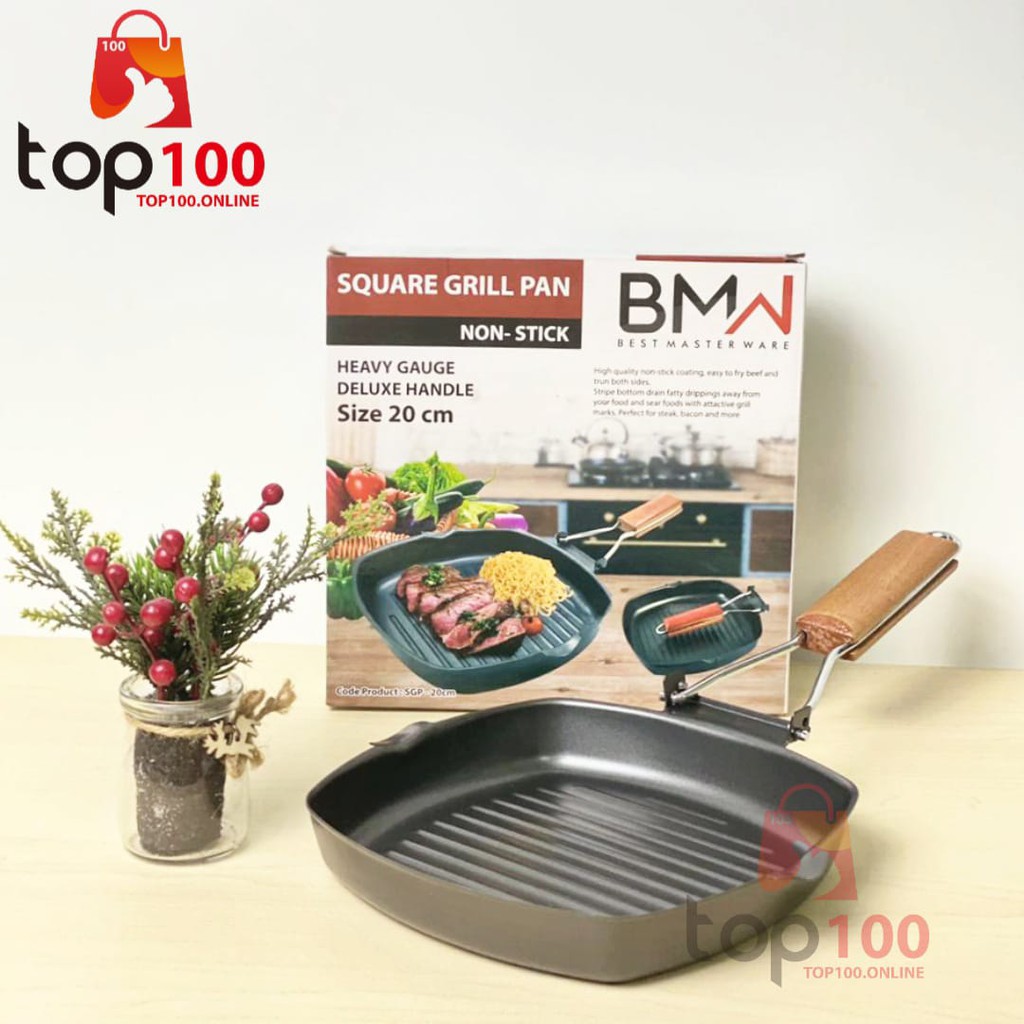 20CM SQUARE GRILL PAN BMW PANGGANGAN PORTABLE BBQ TEFLON