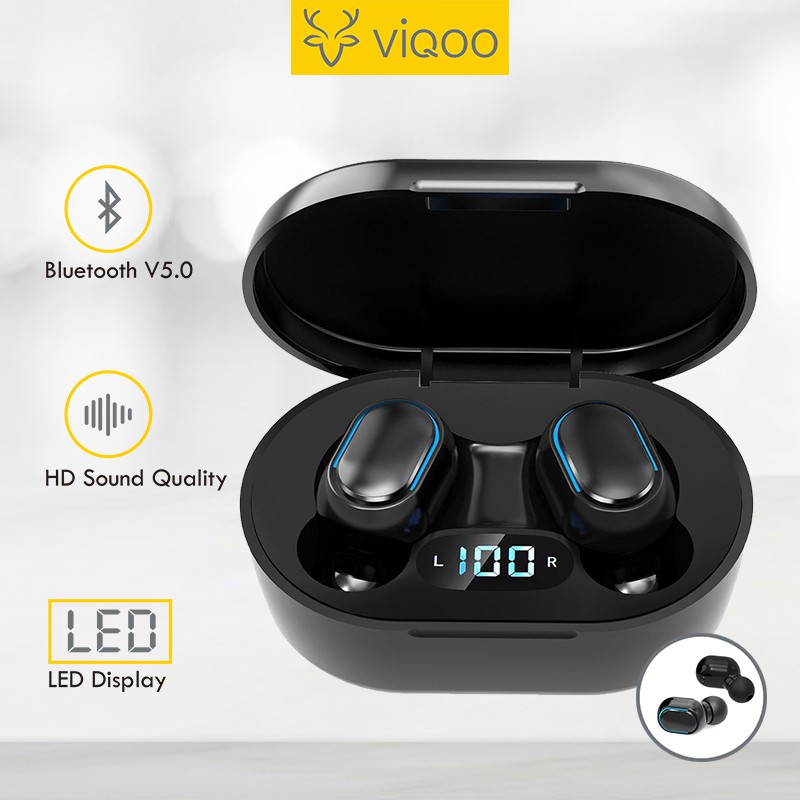 【COD】 Viqoo TWS T10  Earphone Bluetooth Wireless Earbuds Digital Display Touch Control Waterproof