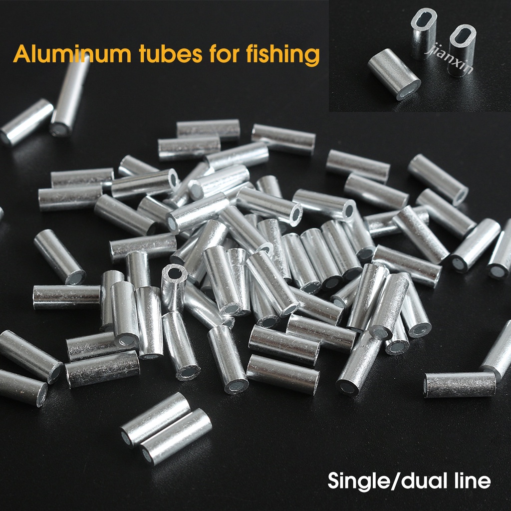 [Jianxin] 50pcs Tabung Single / Double Barrel Bahan Aluminum Anti Karat Untuk Senar Pancing