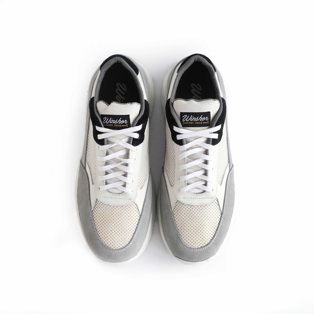 Sepatu Sneakers Kulit - Winshor - Xenon - White Grey tone