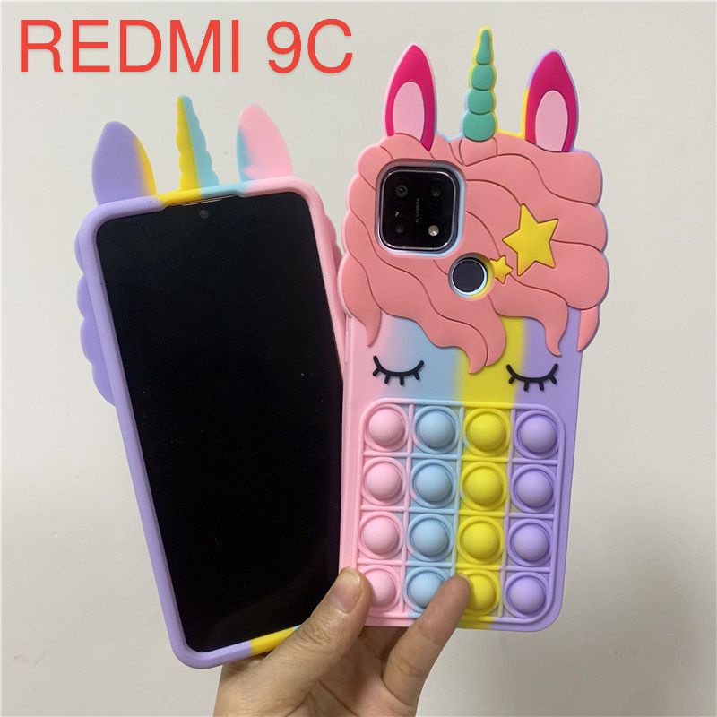 Casing POP IT Xiaomi Redmi 9C SoftCase POP IT 3D Motif Unicorn Kuda Poni