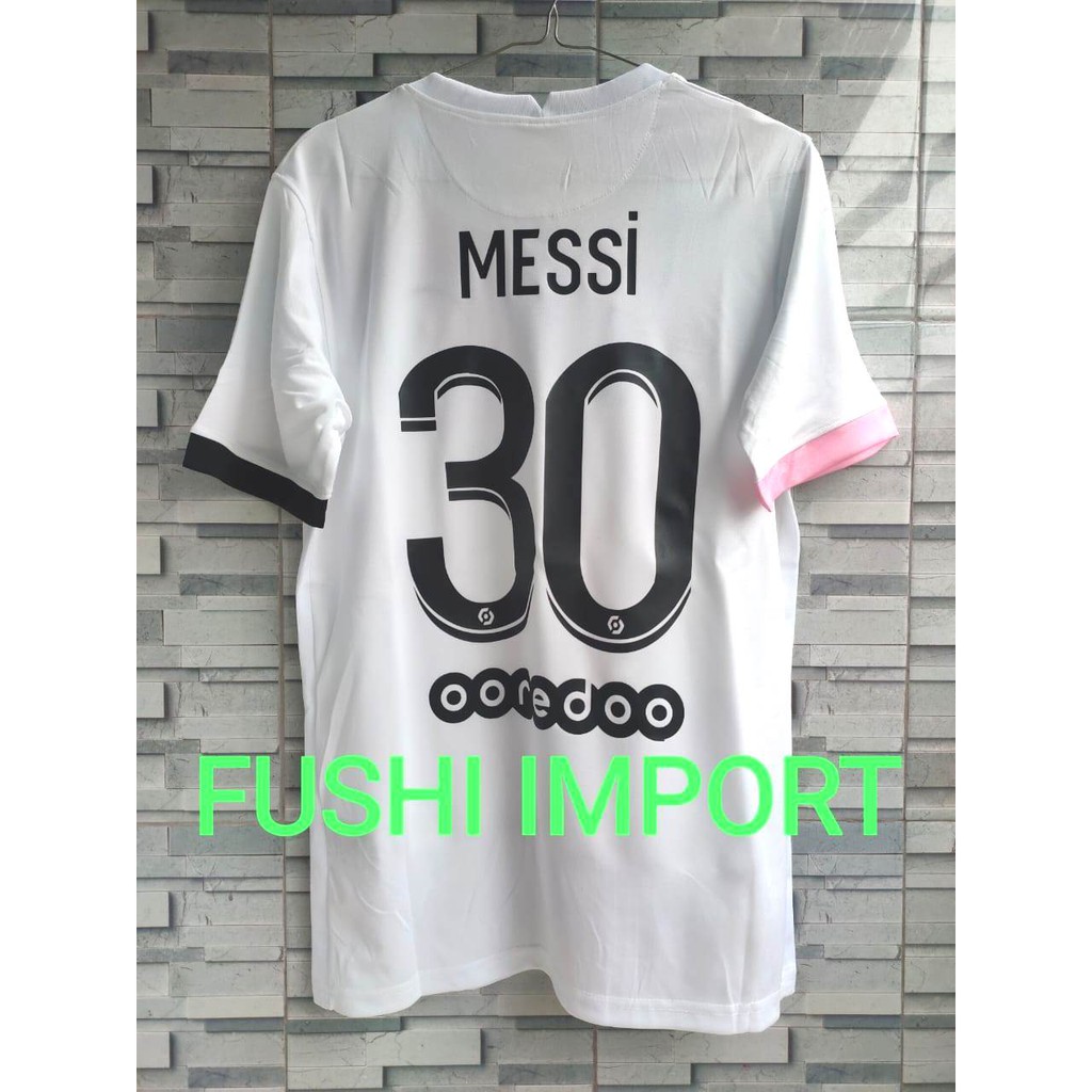 HQ JERSEY BOLA PSG AWAY 2021-2022 + NAMESET MESSI #30 PLUS OOREDOO GO HQ IMPORT