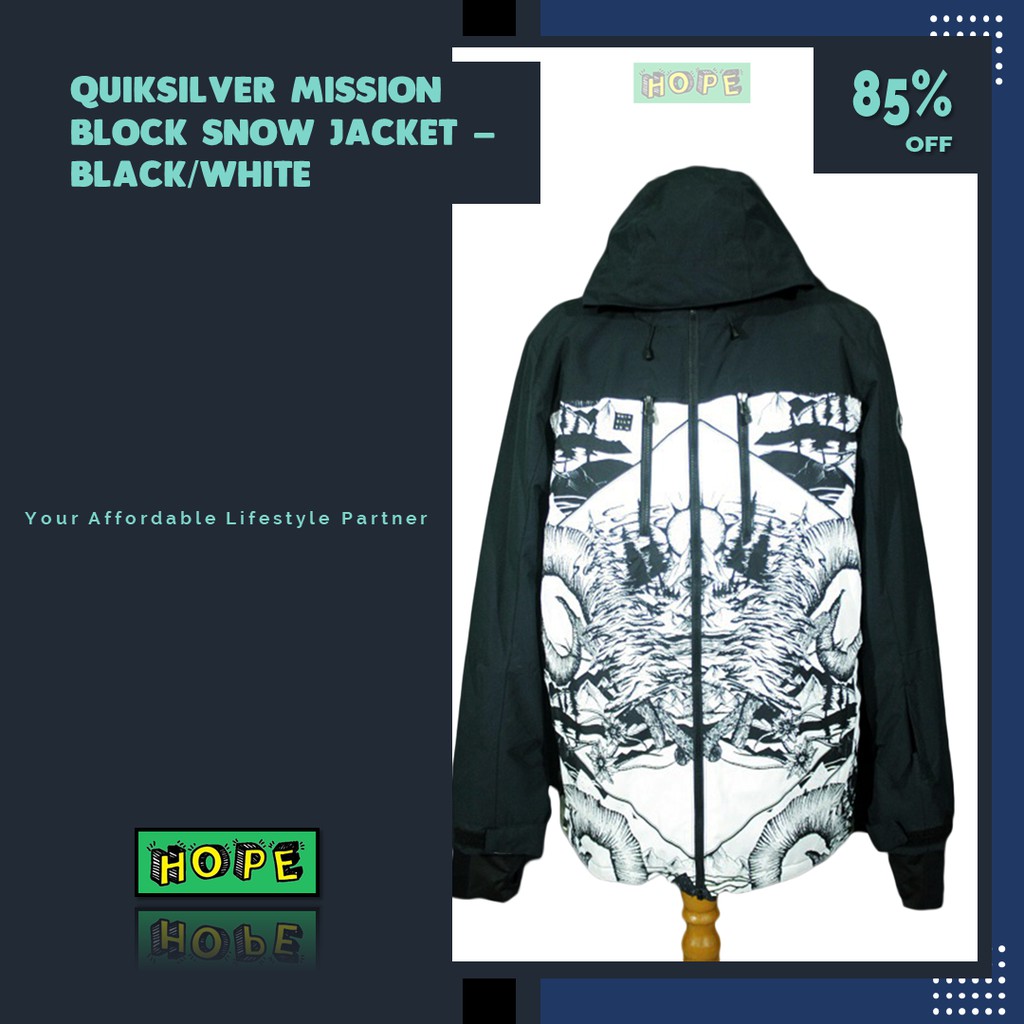 Original BNWOT Quiksilver Mission Block Snow Jacket - Black/White