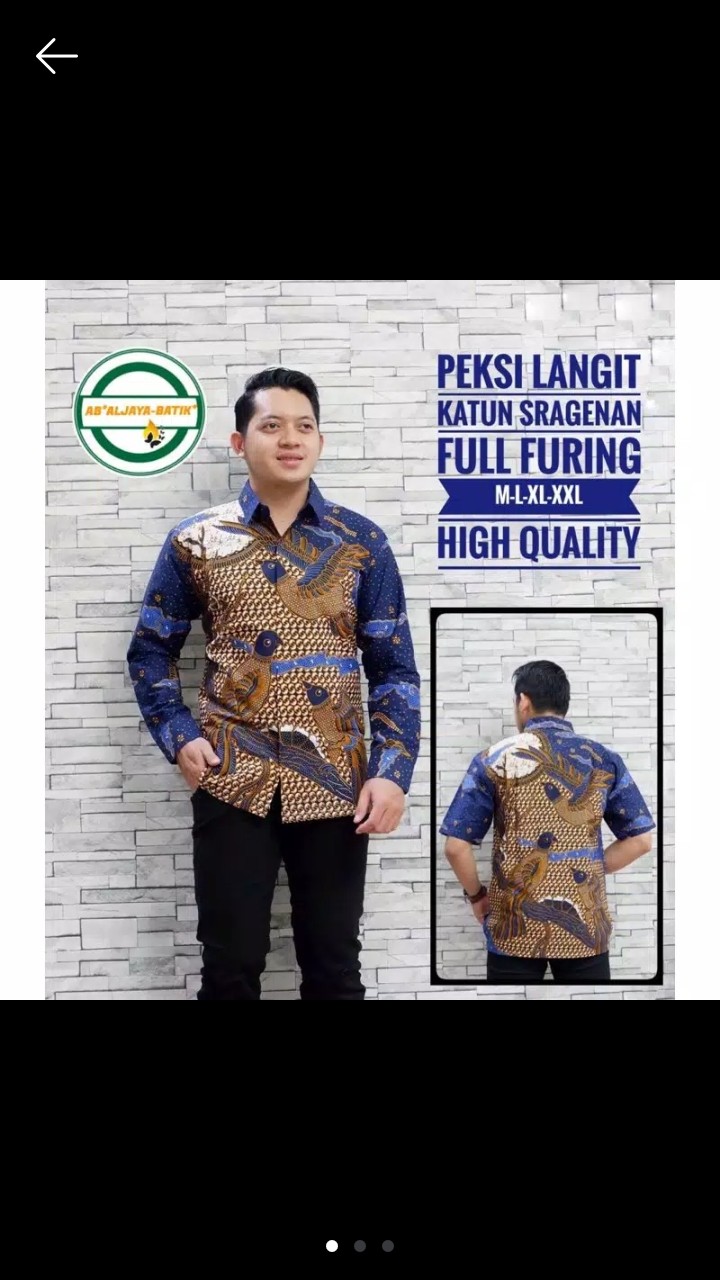 Kemeja Batik Peksi Langit Full Furing Katun Halus Sragenan Size M-xxl High Quality