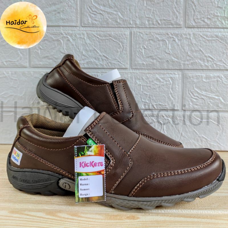 Sepatu Pria Kulit Suede Sintetis Premium Slip On Kasual Cowok Sol Karet Kantoran Kerja