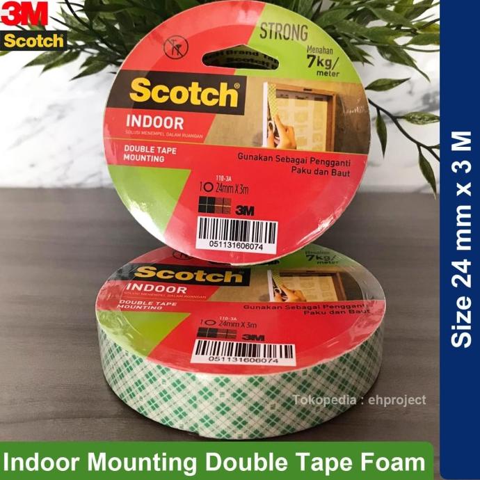 

SUPER SALE 3M Scotch Double Tape Mounting Indoor 24 mm x 3 M Serbaguna Di Ruangan